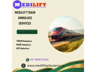 Book Medilift Train Ambulance Service in Delhi for fast transfer of patient