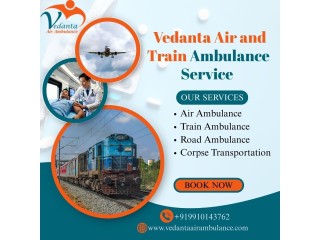 Vedanta Train Ambulance Service in Jammu provides a full ICU, ventilator, and defibrillator during the shift